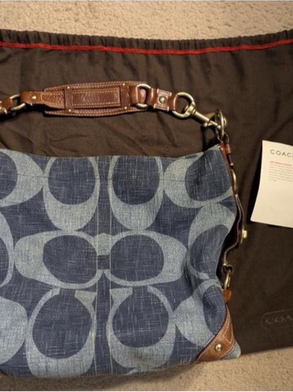Coach Carly Blue denim Signature